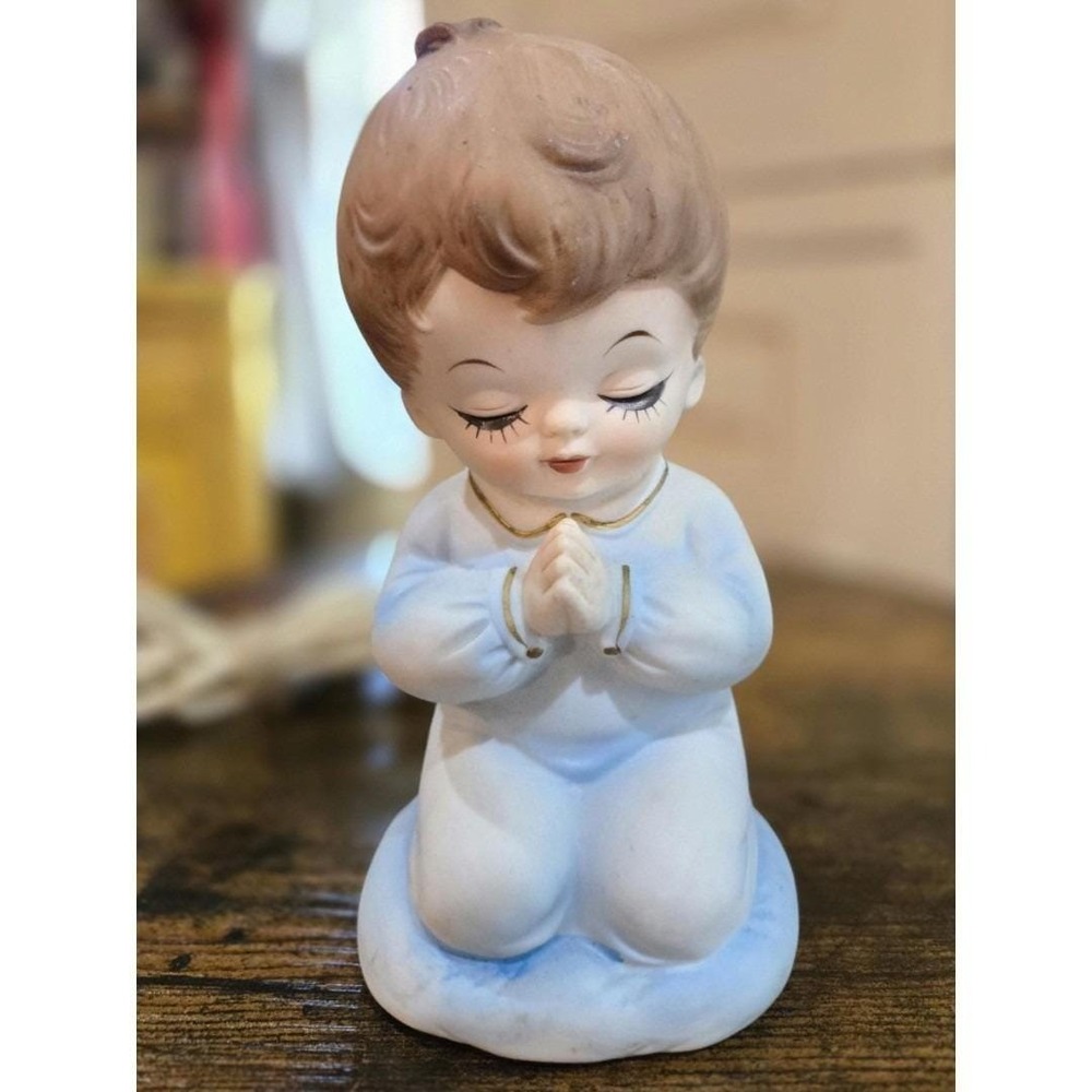 Lefton Praying Boy Nightlight, blue pajamas, child's nightlight,‎ lamp